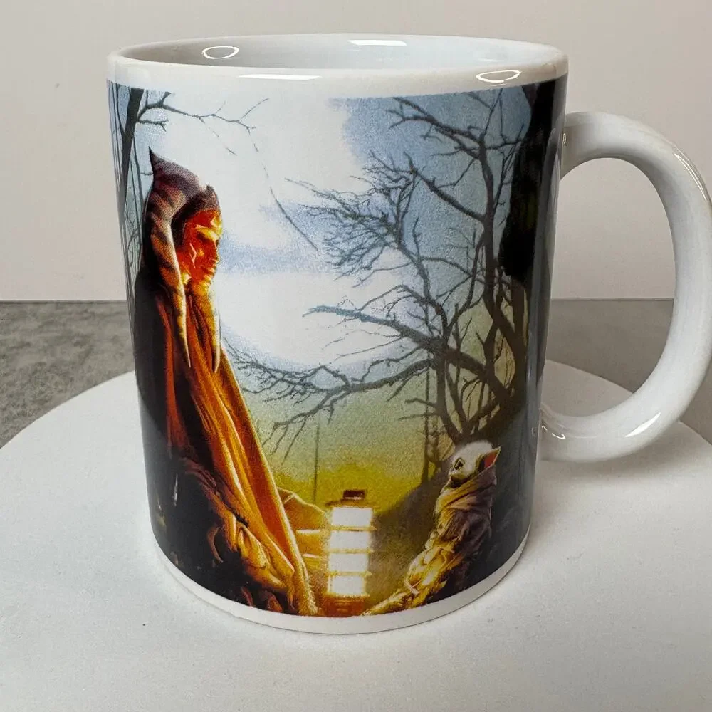 Star Wars Mandalorian Mug Ahsoka Tano Grogu Baby Yoda Forest Scene Disney